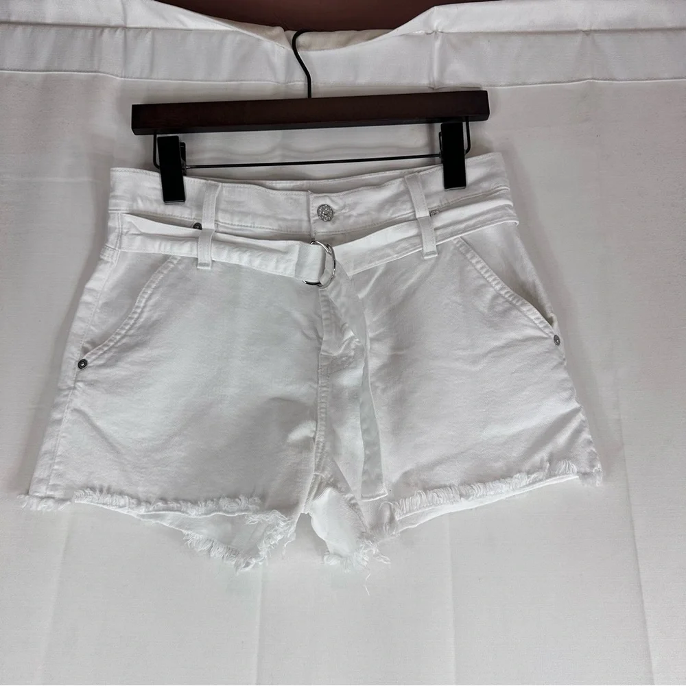 7 FOR ALL MANKIND Women’s Size 26 Denim Jean Shorts High Rise White Stretch